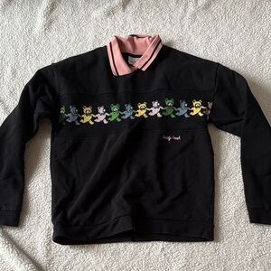 Teddy Fresh Black Sweater with Colorful Bear Pattern